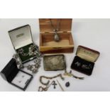 A selection of vintage costume jewellery & other items