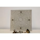 An Art Deco period frosted glass ceiling light approx 45cm x 45cm