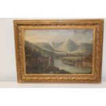 A gilt framed oil on canvas artist unknown. (Has issues) 65x50cm Collection Only