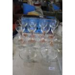 A selection of vintage wine and cocktail glass ware