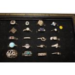 A selection of silver rings in various styles & sizes 20 in total