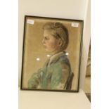 A nicely framed pastel portrait 40cm x 33cm