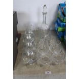 A selection of cut glass & decanter