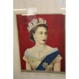 A framed print of HRH Queen Elizabeth 11 63x70cm Collection Only