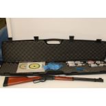 A Walther .177 20 shot repeater gas powered air rifle, with four new gas cannisters, targets &