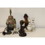 A selection of assorted lamp bases & vintage wall lights