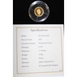 A 24ct 2021 gold Tristan da Cunha proof coin 0.5 grams