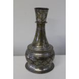 An unusual antique silver on copper Continental vase Height 25cm