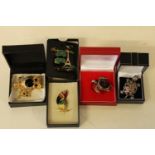 Five boxed high quality costume jewellery brooches
