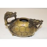 A Chinese bronze dragon form incense burner with character mark to base. 15cm x 10cm