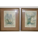 A pair of F Robertson signed prints of York 33cm x 27cm