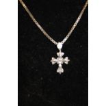 A 925 silver cross on a heavy silver box chain
