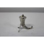 A Danish silver horn pepper pot. 6.5cm h x 6cm L