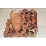 A quality carved soap stone brush holder 17cm x 19cm