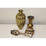 A selection of misc Chinese bronze, silver & brass & copper & plated items