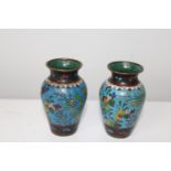 A small pair of 19th century Chinese cloisonne vases in good condition (sold as seen) Height 10cm