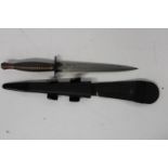 An unusual Fairbairn Sykes post war brass handled pattern 3 Commando fighting knife by R. Cooper (