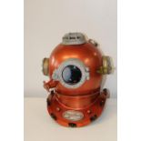 A reproduction US Navy diving helmet 46x32cm approx