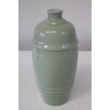 A Chinese green celadon vase of unusual form, with character mark to base (sold as seen) Height 21cm