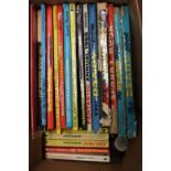 A box of vintage annuals & books etc