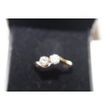 A 9ct gold twin stone ring size M 1/2