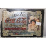 A vintage coco cola advertising glass panel 30cm x 20cm