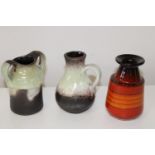 Three small West German art pottery vases Height 13cm