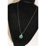 A 925 silver chain & green stone pendant