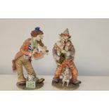 Two Leonardo clown figures. Height 36cm (as found)