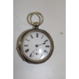 A hallmarked silver open faced pocket watch (as found) not running