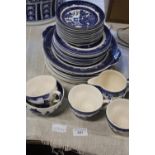 A selection of Johnson's Old Willow pattern & other