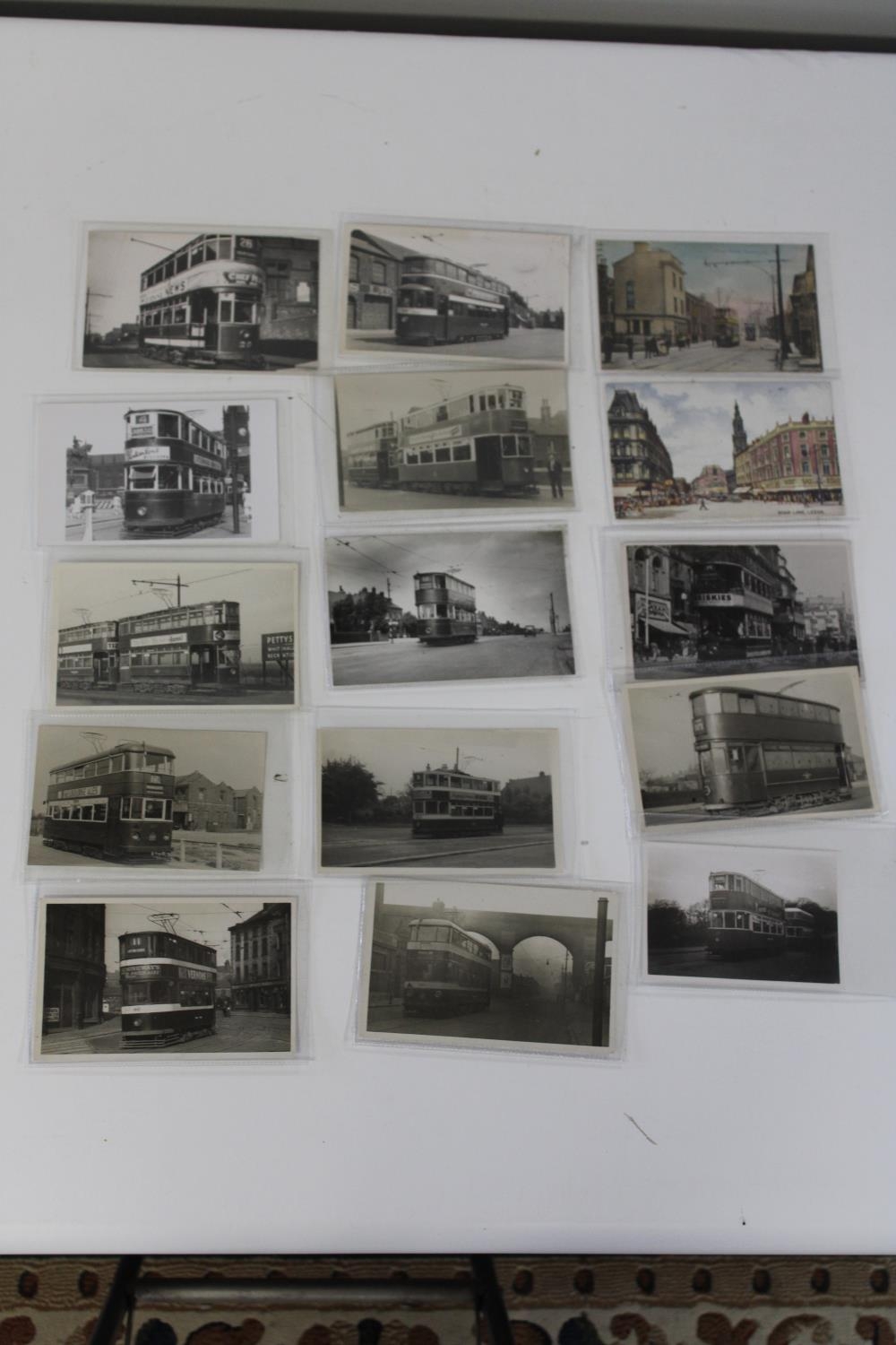 Fifteen vintage Leeds tram postcards