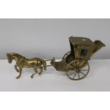 A large brass horse & carriage