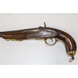 An antique flintlock pistol (non firing) Wall hanger Length 26cm