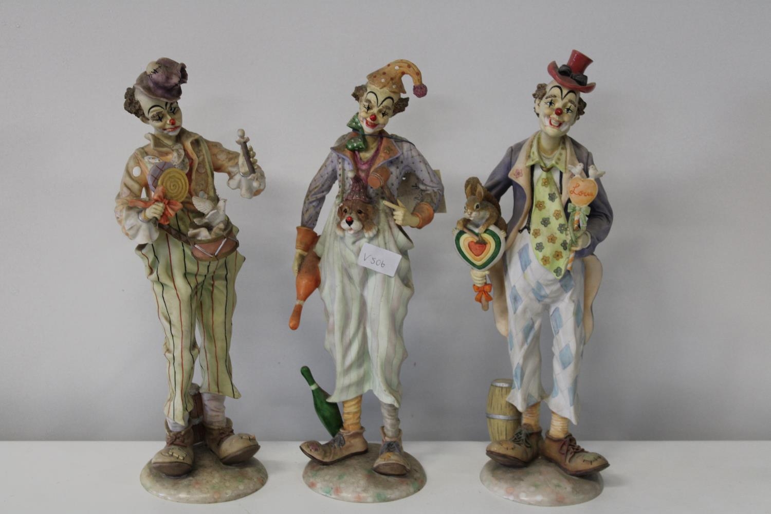 Three large Leonardo clown figures Height 43cm (as found)