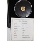 A 24ct 2021 gold Soloman Islands proof coin 0.5 grams