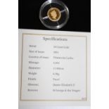A 24ct 2021 gold Tristan da Cunha proof coin 0.5 grams