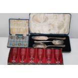 Three box sets of vintage cutlery & glass ware