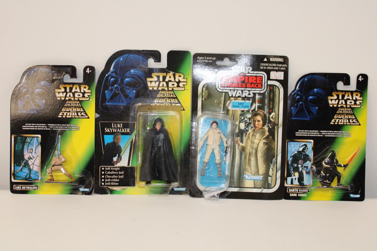 Four boxed vintage Star Wars figures