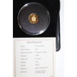 A 24ct 2021 gold Tristan da Cunha proof coin 1.0 gram