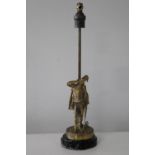 A gilt metal soldier figural lamp h35cm