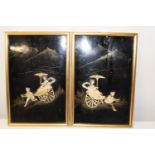 Two framed Ivory & MOP Japanese panels (one at fault) 33x22cm