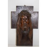 A hand carved & signed wooden Religious sculpture 38x26cm