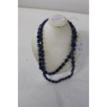 A Lapis necklace with a 925 silver clasp (approx 38 inches long)