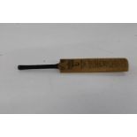 A vintage minature box wood cricket bat with facsimilie signatures for 1963 28cm long