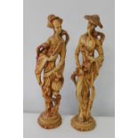 A large pair of Oriental resin figures h50cm