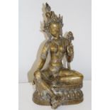 A Nepalese green Tara bronze figurine h33 w20cm