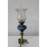 A quality brass & glass oil lamp h52cm