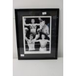 A framed & signed photo of British boxing legends with COA to reverse 54x44cm