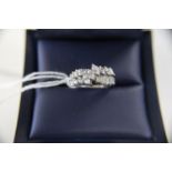 A boxed 925 silver & CZ stones ring Size O 1/2